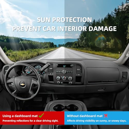 Dashboard Dash Cover Mat for 2007-2014 Chevy Chevrolet Silverado 1500 2500 3500 LTZ Polyester Custom Fit Silverado Dash Cover with Two Glove Boxes Red Trim (Silverado 2007-2014, LTZ) - size: Chevy Silverado LTZ 2007-2013 Red Border