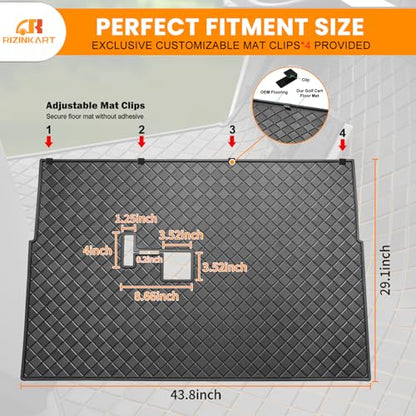 Upgraded Golf Cart Floor Mat for Club Car, 8mm Thick Rubber Full Coverage Liner Mat for Club Car DS 1982-2013 / Villager 1982-2018,Heavy-Duty Non-Slip Mat Replacement-Gray Trim,Abrasion Resistant