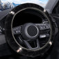 ZHOL Plush Steering Wheel Cover with Bling Bling Crystal Rhinestone, Universal 15 Inch Softy Fluffy Steering Wheel Cover for Women Girls, Anti-Slip, Winter Warm, Black - color: Diamond-set Black