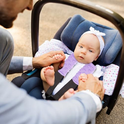 SWESEN Baby Car Seat Belt Covers for Boys and Girls, Carseat Shoulder Padding, Soft Car Seat Neck Cover, Mink Car Seat Straps Shoulder Pads, Solid Colour Stroller Strap Cover for Baby Kids, Purple - color: Purple