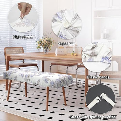 Stretch Bench Cover, Rectangular Washable Slipcover, Seat Cushion Protector for Dining Room, Living Room, Kitchen - color: Continuous Branching Pattern