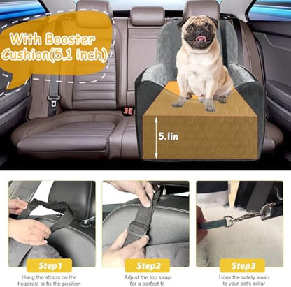 Dog Car Seat for Small/Medium Dogs, Memory Foam Dog Booster Seat, Travel Safety Per Car Seat with Washable Removable Cover, Storage Pockets, up to 35 lbs(BlackGray) - color: Black/Gray