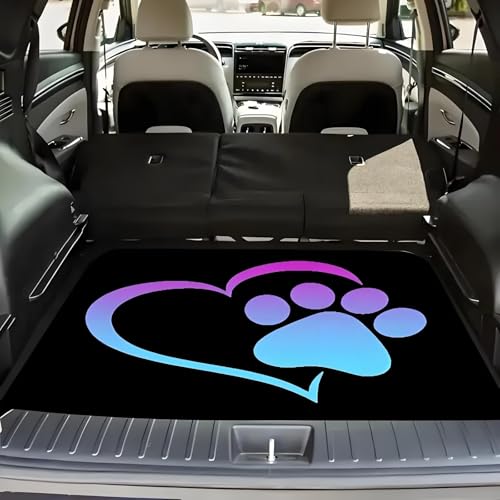 Universal Car Trunk Mat 29" x 39", Heart Dog Paw Print All Weather Trunk Protection Cargo Liner, Durable Cargo Mat Rear Trunk Liner, Stylish Vehicle Interior Accessories Suitable for Most Car Models - color: Heart Dog Paw, size: 29" x 39"