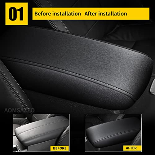 Armrest Console Covers for 2013-2018 Nissan Altima Black with Black Stiches - color: Black 13-18