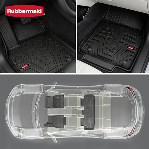 Rubbermaid Floor Mats for Tesla Model Y 2025–2026 Juniper (Not for Standard) | All Weather Rubber Floor Liners Custom Fit Waterproof Heavy Duty Car Mats 1st & 2nd Row Full Set Interior Accessories