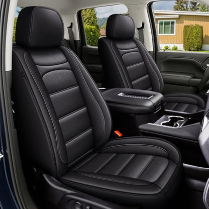 IKABEVEM Car Seat Covers Fit for GMC Yukon 2021-2025 2026: Full Set Luxury Leather Automotive Seat Covers, Car Seat Protector(8 Seats, Black)