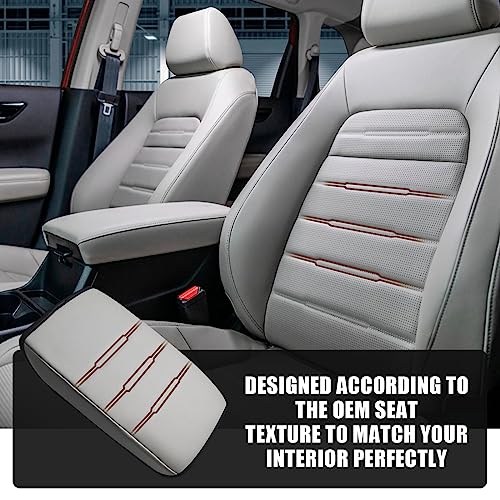 Center Console Cover Compatible with 23 24 2025 2026 Honda CR-V Accessories CRV Hybrid LX EX EX-L Sport Touring Armrest Cover Lid Cushion Protector Vegan Leather Extra Soft(Gray/Gray Trim)