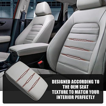 Center Console Cover Compatible with 23 24 2025 2026 Honda CR-V Accessories CRV Hybrid LX EX EX-L Sport Touring Armrest Cover Lid Cushion Protector Vegan Leather Extra Soft(Gray/Gray Trim)