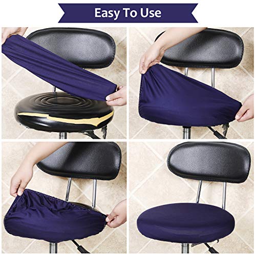 Tatuo Round Bar Stool Seat Covers Washable Stool Cushion Slipcover Elastic Bar Chair Covers for 14-17 Inch Chair (Navy Blue, 4 Pieces) - color: Navy Blue