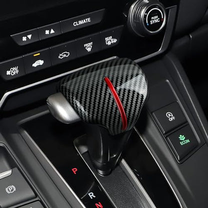 Car Gear Shift Knob Cover Decals for 2017 2018 2019 2020 2021 2022 Honda CR-V Accessories CRV ABS Carbon Fiber Stickers, Black Red - color: Gear Shift Knob Cover, Black Red