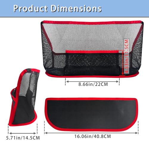 Car Storage Bag, Auto Net Pocket Handbag Holder, Driver Storage Netting Pouch for Document Phone Tissue Purse Storage, Organizer Mesh Bag Between Two Seats, Backseat Pets Barrier, Red
