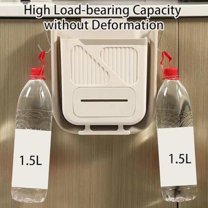 Hanging Trash Can for Kitchen Cabinet Door with 120 Garbage Bags, 1.6 Gallon Collapsible Trash Bin for Under Sink, Bathroom, Car, RV, Office (SmallCream) - size: SmallCream