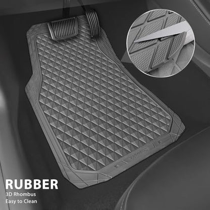 CAR PASS Gray Rubber Car Floor Mats & Cargo Liners, Durable Anti-Slip 3D Rhombus Waterproof Automotive Pad Trim Fit Liner All-Weather Trunk Mats Full Set Universal Fit Auto Van Sedan SUV Truck Gray - color: Light Gray