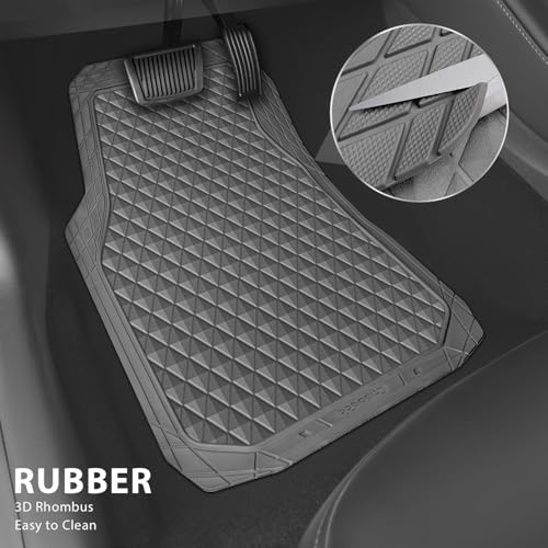 CAR PASS Gray Rubber Car Floor Mats & Cargo Liners, Durable Anti-Slip 3D Rhombus Waterproof Automotive Pad Trim Fit Liner All-Weather Trunk Mats Full Set Universal Fit Auto Van Sedan SUV Truck Gray - color: Light Gray