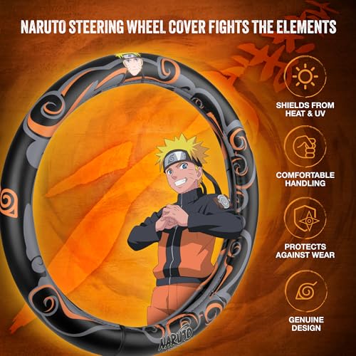 Naruto Shippuden Car Steering Wheel Cover, 15 Inch Anime Steering Wheel Cover, Cushioned Soft Comfortable Cover Anime Car Accessories for Men Women, Nine Tails - color: Naruto Nail Tail