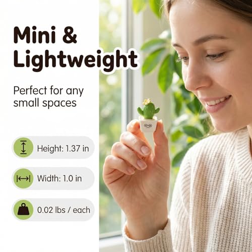 4 Pcs Mini Resin Cactus Figurines, Cute Car Dashboard Decor & Funny Rearview Mirror Ornaments, Fairy Garden Landscape Decor, Unique Gift for Succulent Lovers (Green Emotion Plants)
