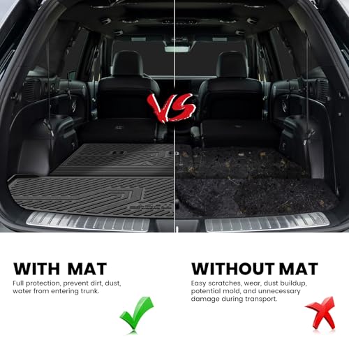 LASFIT Cargo Trunk Mat & Backrest Mats for Hyundai Palisade 2026 All Weather TPE Custom Fit Car Trunk Mats Cargo Liner & Seatback Mats Accessories, Black - size: 2)For Hyundai Palisade | 2026 | Cargo