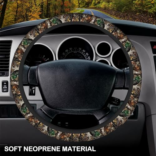 Camo Camouflage Leaf Steering Wheel Cover, Non-slip Breathable Neoprene Steering Wheel Covers, Men Car Accessories Universal 15 Inch Fit Auto, Suvs, Truck - color: Camouflage Leaf