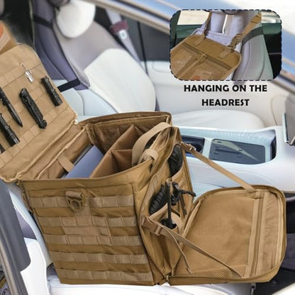 SCAVATA Patrol Bag Law Enforcement, Police Gear Car Front Seat Vehicle Organizer Bags with MOLLE System (Khaki) - color: Khaki