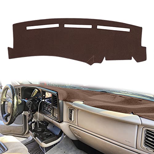 Dashboard Cover for Chevrolet Silverado 1500 2500 3500 1999-2006 Avalanche Chevy Tahoe Suburban GMC Sierra Yukon Dash Cover Mat(Premium Carpet, Brown) - color: Brown