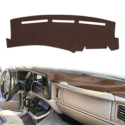 Dashboard Cover for Chevrolet Silverado 1500 2500 3500 1999-2006 Avalanche Chevy Tahoe Suburban GMC Sierra Yukon Dash Cover Mat(Premium Carpet, Brown) - color: Brown