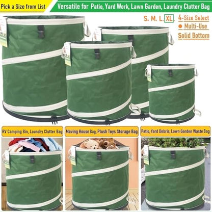 46-Gallon Collapsible Trash Can (22x28 in) Hard-Shell Bottom Yard Garden Bag,Big Leaf Bag,Yard Waste Bag,Debris Container,Pop-Up Recycling Bin,Camping Waste Bin,Laundry Hamper,Lawn Grass,Weeds Barrel - style: 46 Gallon Bag with Gardening Gloves