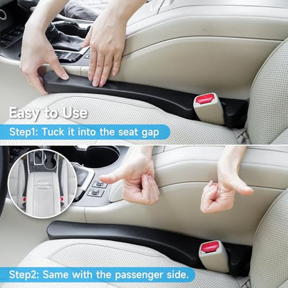 Car Seat Gap Filler Set of 2, Seat Side Gap Filler Fill Gap Between Seat & Console with Double-Sided Textured Design Soft Foam For Car SUV Truck, Seat Crevice Blocker Stop Things from Dropping - color: Black