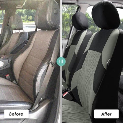 FH Group Three Row Set 7 Seater Gray Travel Master Car Seat Covers, Airbag and Split Rear Car Seat Cover Universal Fit Interior Accessories for Cars Trucks & SUV Automotive Seat Covers - color: Gray