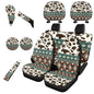 Horeset Southwest Aztec Geometric Cow Print Auto Seat Cover with Headrest Cover,Cup Coasters,Handbrake Cover,Gear Shift Caover and Lanyaeds Key Chain Fit Most Cars for Women Men(11-Piece) - color: Southwest Aztec Geometric Cow Print