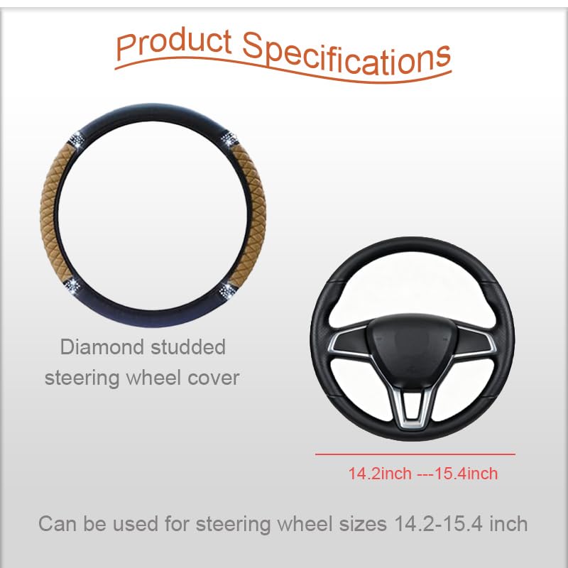 Microfiber Leather Steering Wheel Cover with Anti-Slip Lining Universal Car Accessory for Steering Wheel with a Diameter of 14.5-15 inch (Beige) - color: Beige