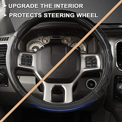 GIANT PANDA Steering Wheel Cover for Dodge Ram 1500 - Car Steering Wheel Covers for Dodge Ram 2500 3500 15.5-16 inch - Blue - color: B-Black+Blue