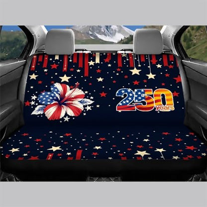 AFPANQZ American Flower Car Seat Cover for Rear Bench Seat, 250 Years Automotive Back Seat Protector Dogs Pets Seat Cushion for Trucks Vans SUVs Universal Fit - color: 250 Years American Flower