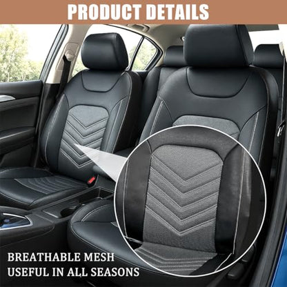 Car Seat Cover Full Set, Comfortable Breathable 5D Mesh Fabric Vehicle Seat Cover, Airbag Compatible Automotive Interior Chair Protecter, Universal for SUV Sedan Truck