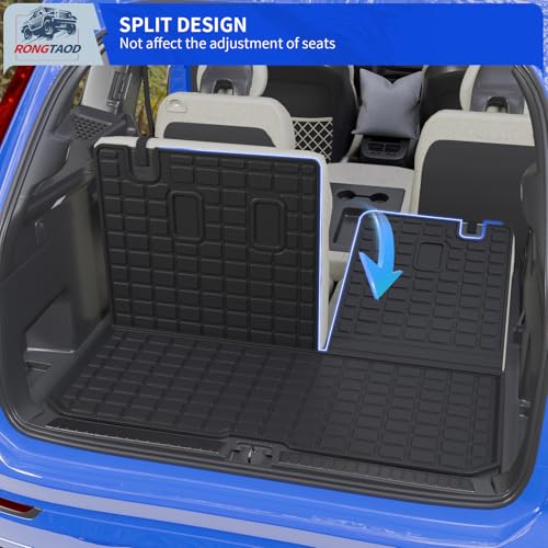 Rongtaod Cargo Mat Compatible with 2016-2025 2026 Honda Pilot Trunk Mat Cargo Liner Trunk Liner TPE All Weather Back Seat Cover Protector 2024 Pilot Accessories (Trunk Mat with Backrest Mat) - color: 16-26 Trunk Mat with Backrest Mat