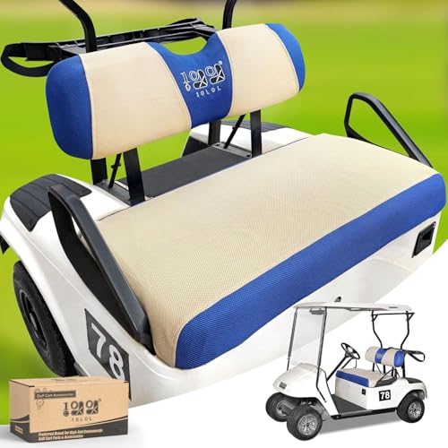10L0L Golf Cart Seat Covers, Super Comfort Cooler Than Vinyl Seat Cover, Front and Rear Seat Cover for Yamaha EZGO Club Car, No Drilling Breathable Mesh Bench Seat Blanket, Machine Washable