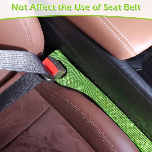 Briwill Green Bling Car Seat Gap Filler, Set of 2 Handmade Crystal Rhinestone Diamond Green Car Gap Filler Fit for Car Truck SUV Lime Green Bling Car Accessories(Grass Green) - color: F-Grassgreen