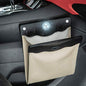 Smart LED Car Trash Can Waterproof Garbage Bag Passenger Side Artificial Leather Storage Pocket Leak Proof Reusable Traveling Portable Offices Toilet Garbage Cans Back Seat Hanging (Beige-1pack) - color: Beige