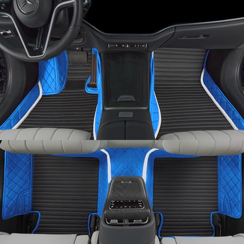 Customized car Floor mats are Suitable for 99% of Vehicle Models (sedans/Trucks/SUVs), Anti-Slip Floor mat Leather Set Provides Comprehensive Protection for the Original car Carpet. (3+1 Blue) - color: 3+1 blue