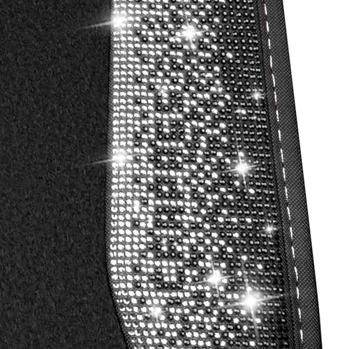 CAR PASS Bling Diamond Car Floor Mat Shining Rhinestones Carpet, Sparkly Glitter Crystal Anti-Slip PVC Heel Pad Automotive Universal Fit for SUV Sedan Car Van, 4pcs for Girl Cute Women, Black Silver - color: Silver Diamond