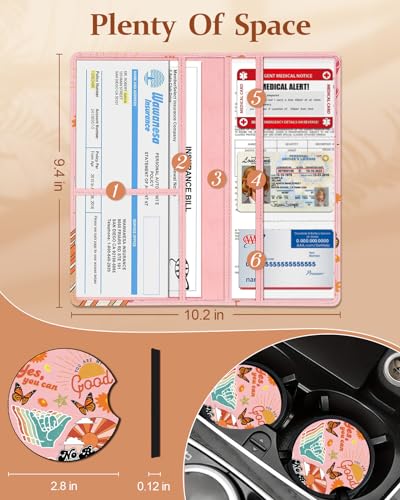 Slohif Car Registration and Insurance Card Holder with Magnetic Shut - Vehicle Glove Box Organizer Women Leather Automobile License Holders Coasters Auto Accessories Case for Document Funny Y2K - color: Y2K