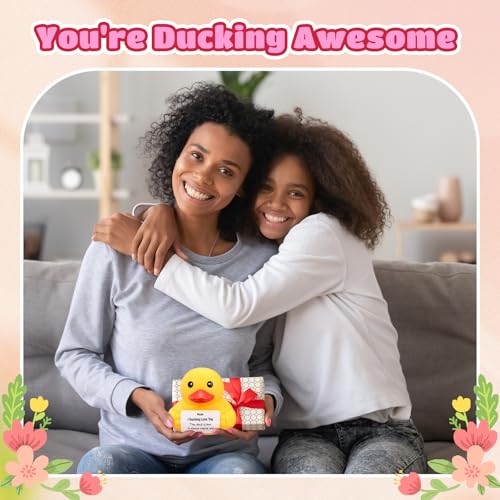 Civaner 7 Inch Emotional Giant Rubber Duck with Positive Message Thank You Gifts Motivational Rubber Duck Gift for Desk, Office, Home Decor Graduation(Moms Gifts) - style: Moms Gifts