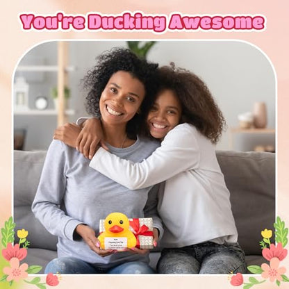 Civaner 7 Inch Emotional Giant Rubber Duck with Positive Message Thank You Gifts Motivational Rubber Duck Gift for Desk, Office, Home Decor Graduation(Moms Gifts) - style: Moms Gifts