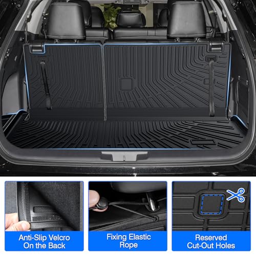 Cartist Floor Mats for Toyota Highlander 2020-2026 7 Seat (Both Hybrid and Gas, Not Grand), All Weather Cargo Liner with Backrest Mat and Door Sill Guards for Highlander Accessories, Heavy Duty - size: 1)Toyota Highlander 7 Seat 20+ Full Set