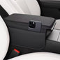 Car Armrest Cover for Car, Nappa Leather Center Console Armrest Pad with Side Storage Pockets, Breathable Non-Slip Auto Arm Rest Cushion, Universal Fit for Most Cars Tesla Model Y