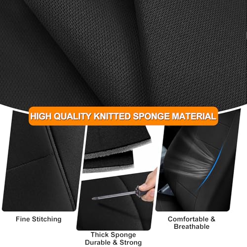Truck Bench Seat Cover Compatible with 2005-2014 Toyota Tacoma with Large Notched, Black