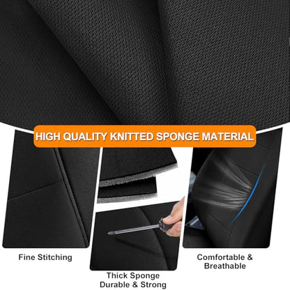 Truck Bench Seat Cover Compatible with 2005-2014 Toyota Tacoma with Large Notched, Black