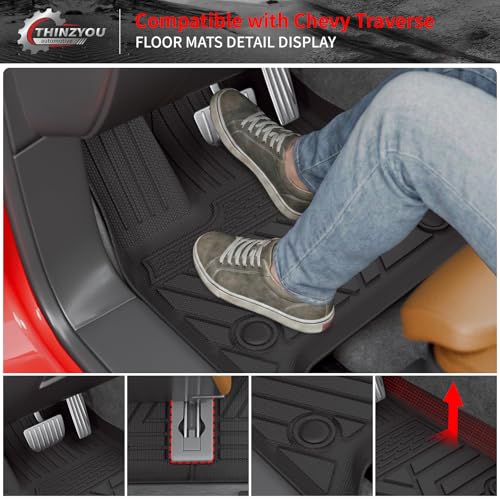 Floor Mats Compatible with 2018-2023 (Fit 2024 Traverse Limited) Chevrolet Traverse Cargo Liner Mat Back Seat Cover 7 Seat 2023 Chevy Traverse Accessories (Trunk Mat+Backrest Mats+Floor Mats) - style: For Chevrolet Traverse 7-Seater | 2018-2023
