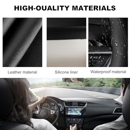Leather Steering Wheel Cover, 15 Inch Soft Breathable Car Wheel Cover with Anti-Slip Lining, Universal Comfortable Steering Wheel Protector for Most Cars Trucks SUVs (Black) - color: Black