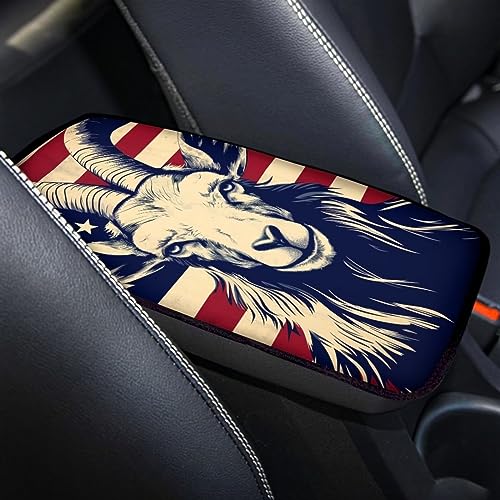 Car Center Console Pad, Universal Waterproof Car Armrest Seat Box Cover, Car Interior Accessories for Most Vehicle SUV Truck Vintage American Flag Goat Car Armrest Pad - color: vintage american flag goat