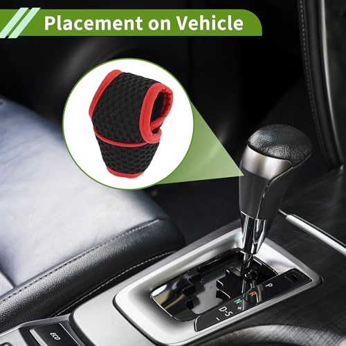 Universal Gear Shift Knob Cover Stick Shifting Handle Protector Automotive Manual Fabric 1 Pc Anti-Slip Black Red - color: Black Red